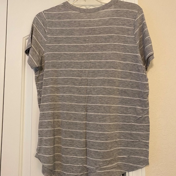 EUC So Favorite Crew Gray/White Striped Tee - Picture 2 of 3